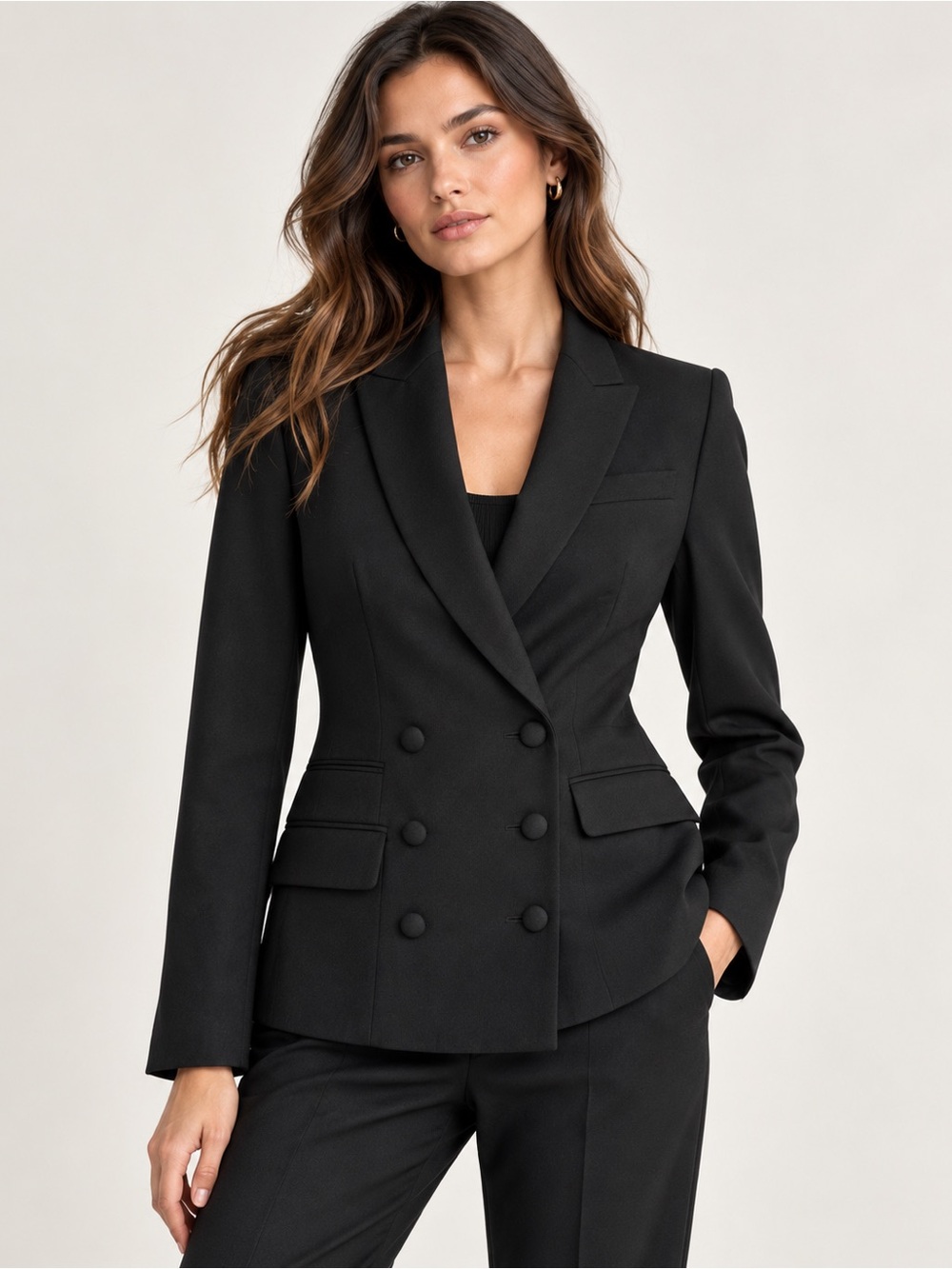 FRAME Double Breasted Wool Blazer Size 00 Black Tailored Jacket XXS